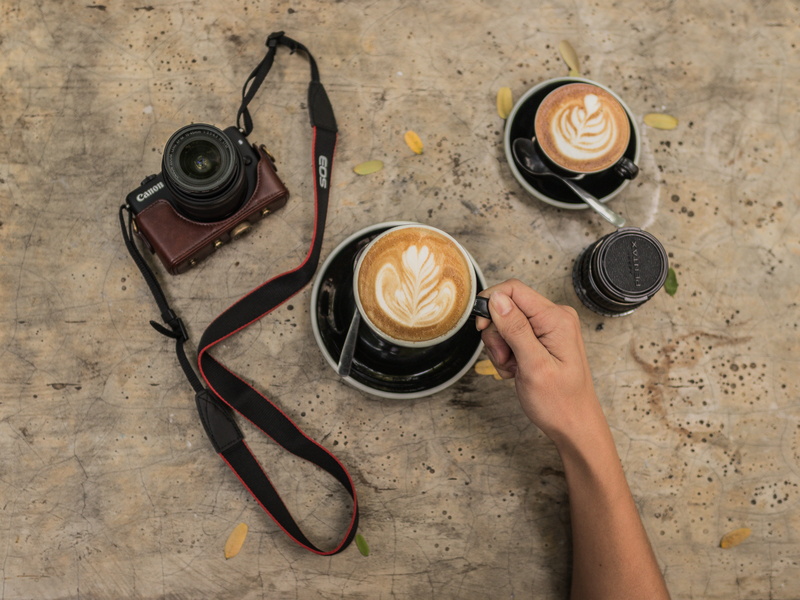near, filled, film, refreshment, hot drink, high angle view, human hand, person, coffee, black, camera, canon, table, photography, cup, food and drink