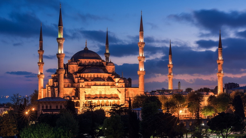 architecture, sky, spire, 1080P, place of worship, belief, sultan ahmed mosque, outdoors, travel destinations, spirituality, tourist attraction, building