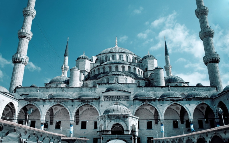 gray, travel destinations, arch, mosque, history, religion, muslim, sultan, istanbul, travel, Religious, sky, outdoors, nature, belief, concrete, built structure