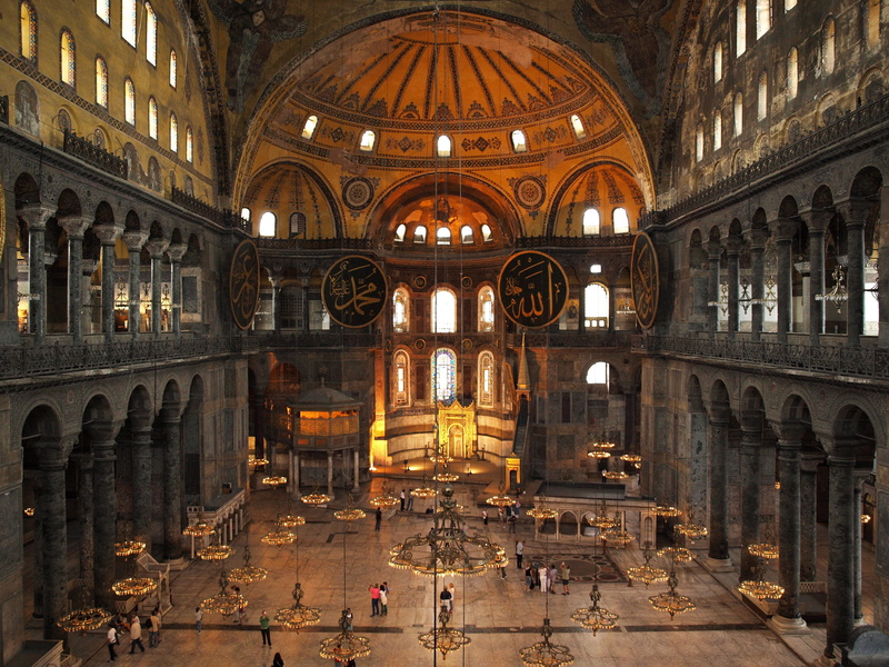 arch, historic, building exterior, history, 2K, building, istanbul, sultanahmet, hagia sophia, built structure, religion, illuminated, crowd, byzant, culture