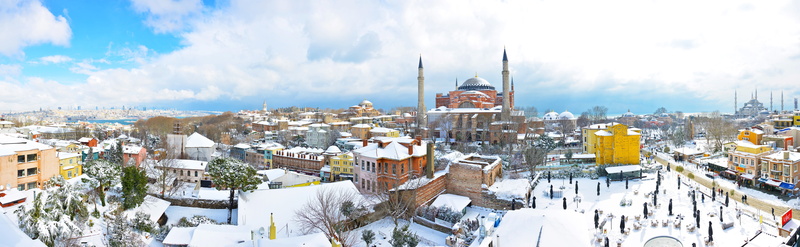clouds, townscape, no people, high angle view, 8K, cityscape, religion, sky, building exterior, cloud - sky, building, landscape, snowing, built structure