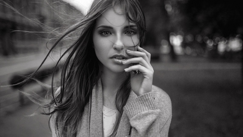 face, model, women, portrait, Alexey Slesarev, women outdoors, 720P, monochrome