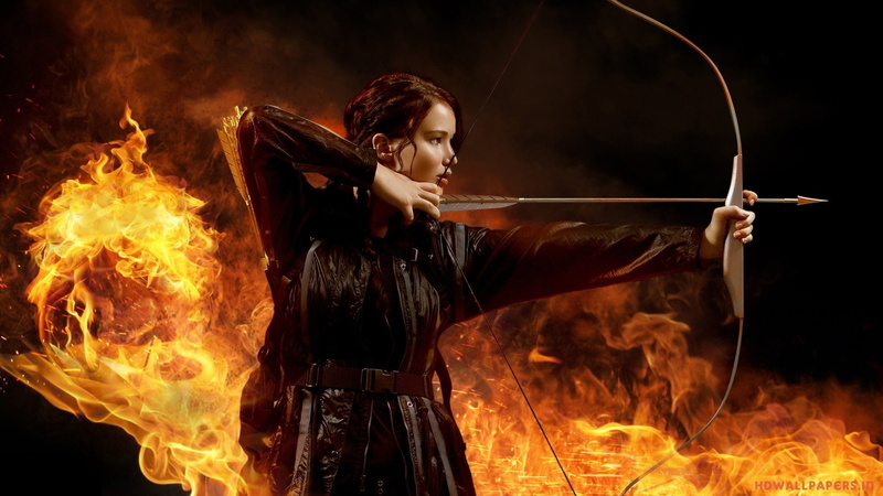 Bow, 1080P, Jennifer Lawrence, Arrow, Katniss Everdeen, The Hunger Games, Fire