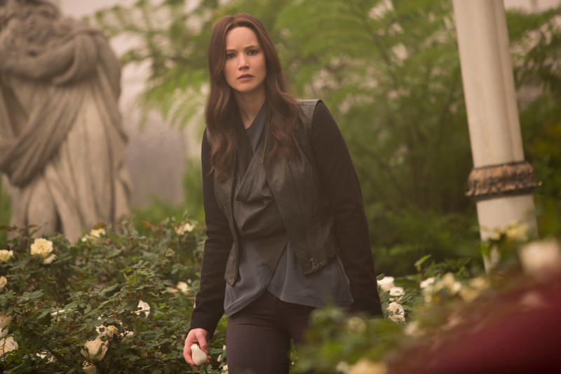 leisure activity, three quarter length, Jennifer Lawrence, women, gray, looking at camera, casual clothing, The hunger games:mockingjay, plant, The Hunger Games:Mockingjay - Part-2