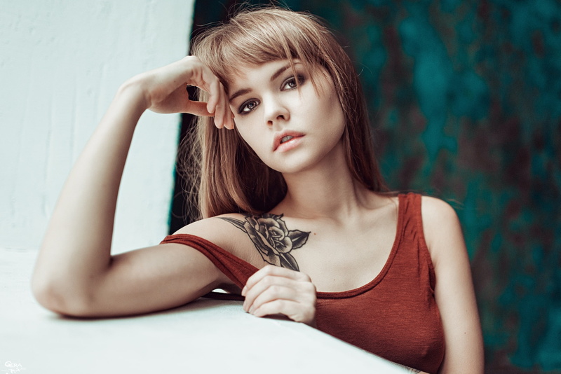 Woman, 1080P, Models, Blonde, Brown Eyes, Model, Tattoo, Anastasiya Scheglova