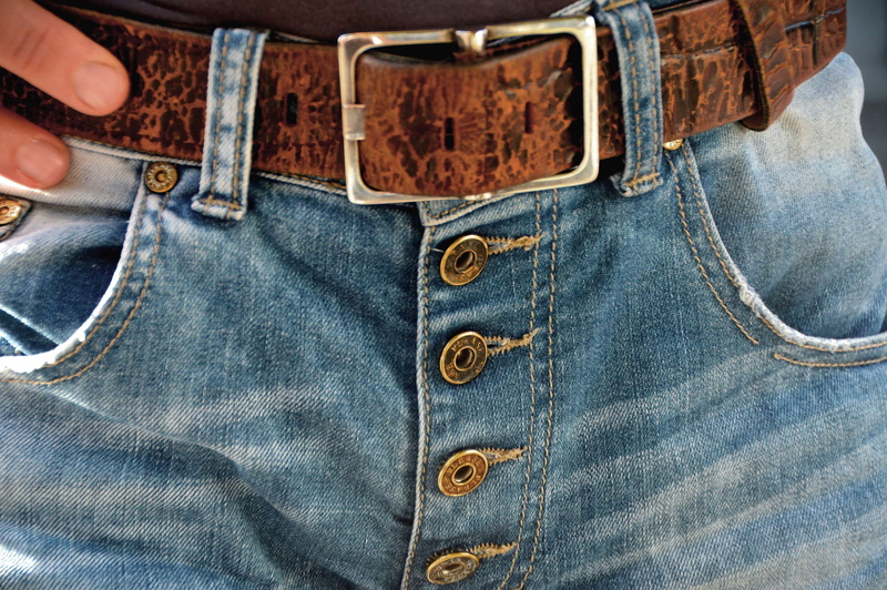 denim, midsection, casual clothing, bag, blue jeans, buttons, one person, body part, zip, fashion, men, rear view, textile, jeans, pocket, style, seam