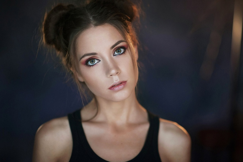 beautiful woman, teenager, portrait, beauty, beautiful people, Brown Eyes, 1080P, body part, young women, contemplation, brown hair, Xenia Kokoreva, women