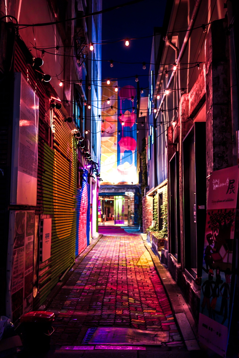 night, direction, design, narrow, cobblestone street, lighted, urban, street, 5K, outdoors, town, the way forward, residential district, building exterior