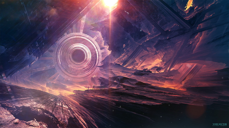 futuristic, digital art, artwork, Kuldar Leement, surreal, 1080P, ruins, science fiction, space
