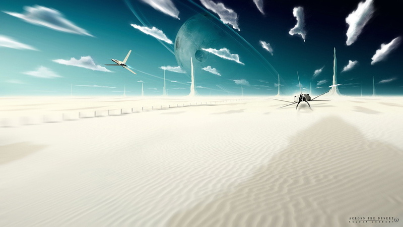 Deserts, sand, fiction, landscapes, 1080P, Fictional, aircraft, Leement, clouds, artwork, Kuldar, science