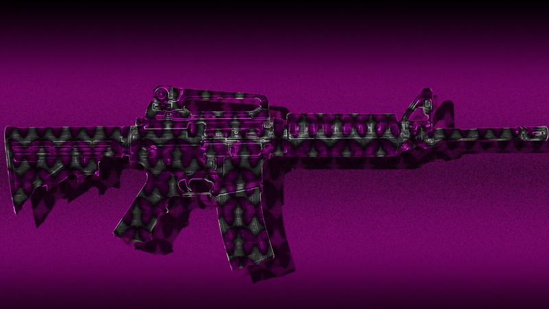 x, PINK, butterflies, Guns, art, carbine, hd, animals, m, 1080P