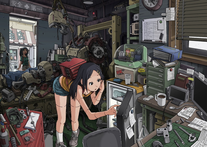indoors, young adult, anime girls, lifestyles, technology, two people, store, 720P, young women, adult, people, workshops, women, business, real people