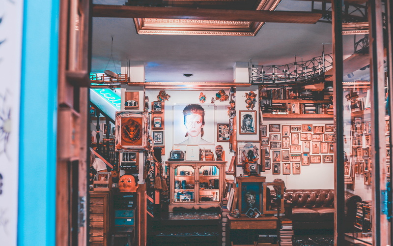 women, workshop, design, art, indoors, paintings, built structure, 5K, shelf, interior, belief, spirituality, representation, interior design, portrait