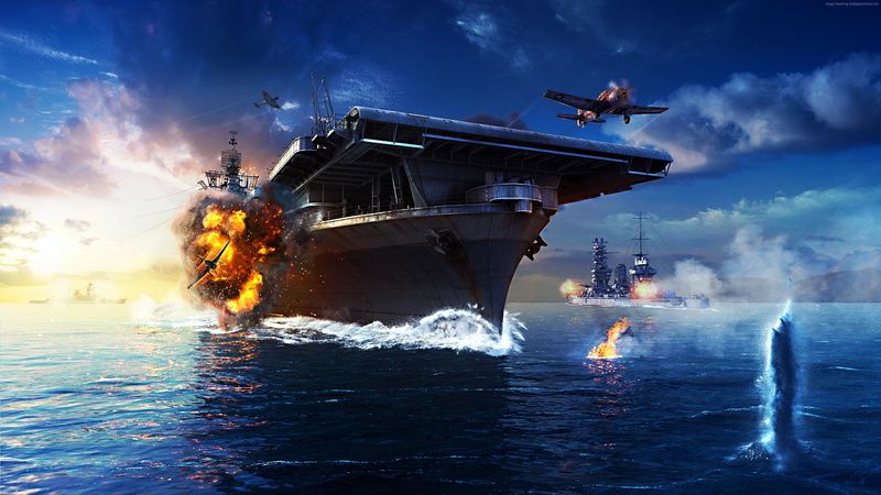 simulator, World of Warships, battle, ship, Best Games of 2016, game, sea, MMORPG, storm, 4K, fire, water