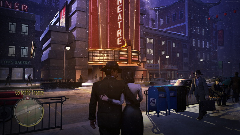 real people, standing, office building exterior, street, illuminated, walking, Mafia III, women, skyscraper, building exterior, PS4, transportation, building