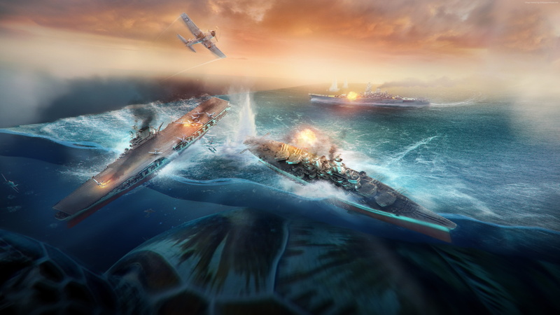 ship, MMORPG, Best Games of 2016, 4K, sea, simulator, water, fire, World of Warships, game, battle, storm