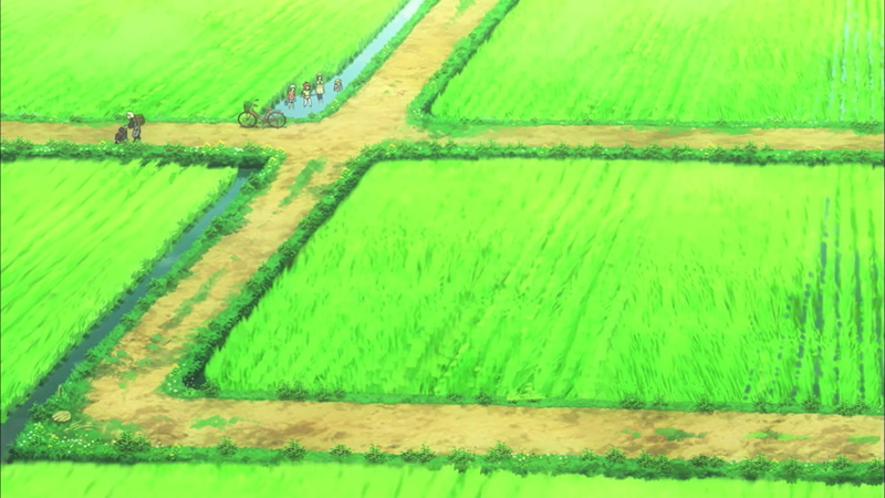 Non Non Biyori, tranquil scene, outdoors, agriculture, grass, scenics - nature, land, no people, anime, field, day, tranquility, farm, rural scene, growth