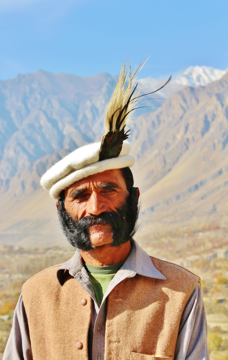 headshot, adult, only men, fashion, 4K, males, leisure activity, style, mature men, mountain, beard, moustache, hunza, portrait, front view, mustache