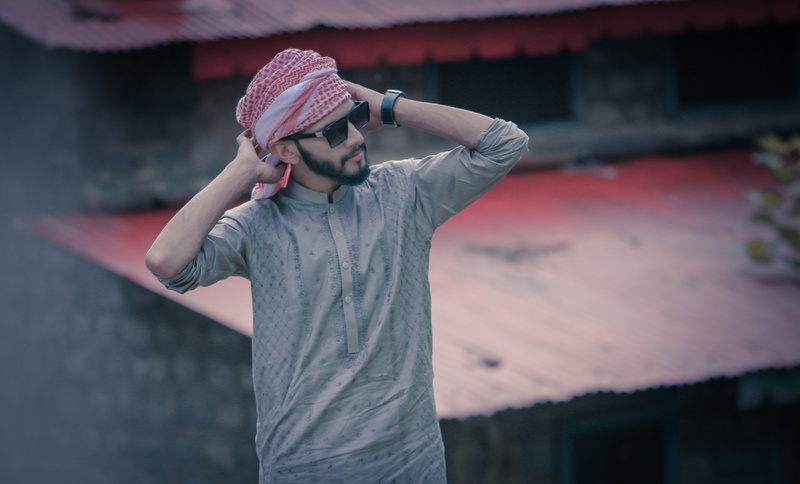 young adult, outdoors, style, yellow, fashion, front view, faded, kurta design, pakistan culture, pose, arms raised, architecture, looking, casual clothing