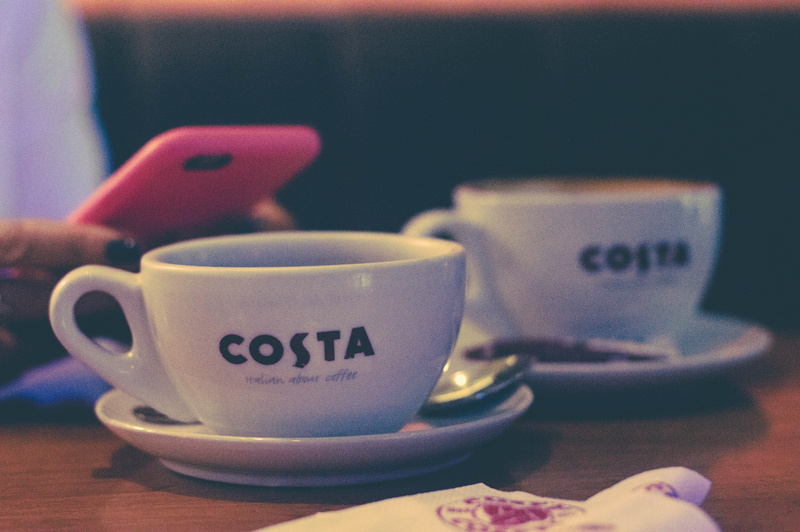 5K, still life, food and drink, phone, company, costa, text, table, drink, cafe, close-up, refreshment, starbucks, coffee, india, costa coffee, crockery