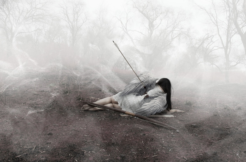 angel, tranquility, beauty, women, hairstyle, clothing, outdoors, young adult, forest, 1080P, tree, full length, plant, one person, fog, adult, photo manipulation