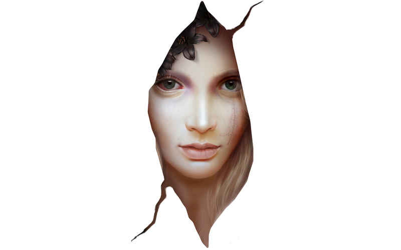flowers, Girl, white background, scar, 5K, pattern