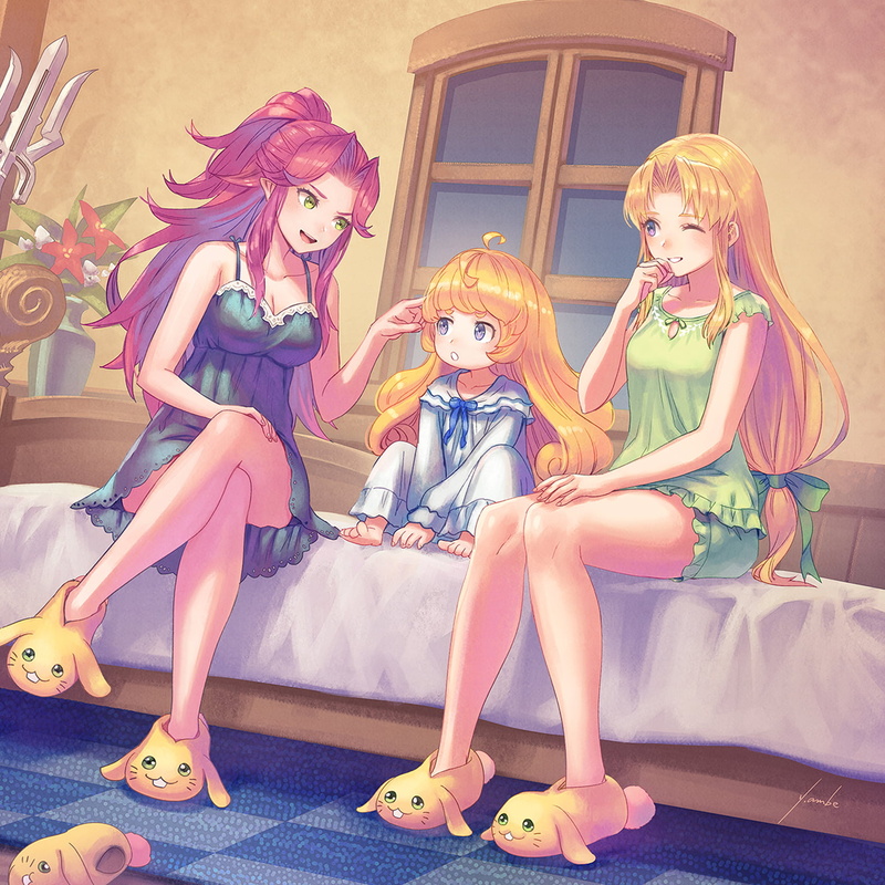 Charlotte (Trials of Mana), Riesz (Trials of Mana), Angela (Trials of Mana), 720P, artwork, Yoshiro Ambe, Trials of Mana