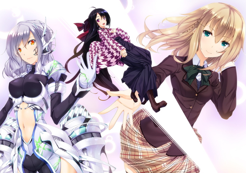 long, 1080P, original, green, skirt, ayatudura, yellow, gray, blonde, eyes, kimono, pink, bow, girls, seifuku, mechagirl, hair, black, short