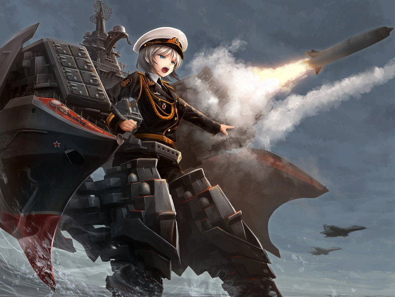 blue, collection, uniform, water, anthropomorphism, akiyuki), 720P, (zamudo, kantai, tom-neko, aircraft, hat, hair, eyes, gray, short, mechagirl, original