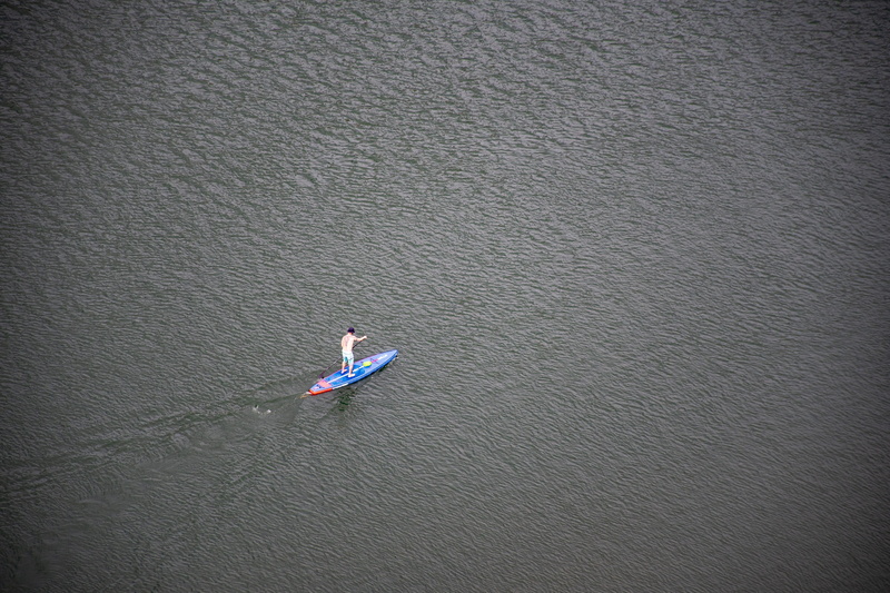 tranquility, waterfront, 5K, day, man, water sports, one person, leisure activity, water, sport, high angle view, sup, outdoors, wear, birds eye view