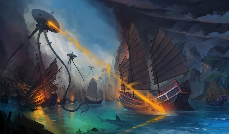 Oriental, Alien, Space Invasion, 2K, Boat, Sci Fi