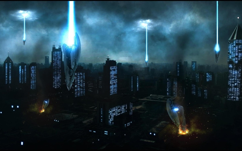 sci, horror, alien, cities, apocalyptic, buildings, Invasion, Spacecrafts, fi, 1080P, art, Dark, spaceships