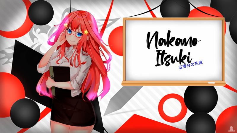 abstract, red, 1080P, Nakano Itsuki, anime girls, anime, Sensei, 5-toubun no Hanayome