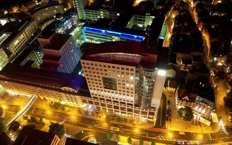 aerial view, 720P, cityscape, street, rooftops, city