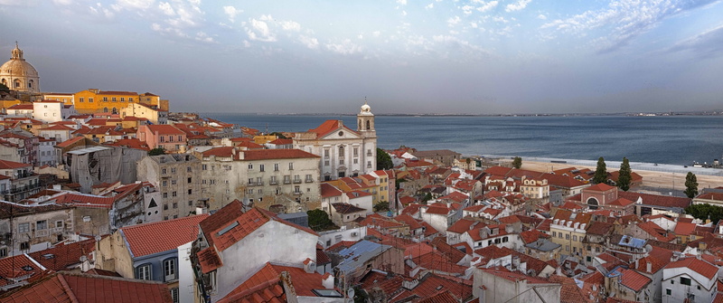 5K, town, rooftops, coast