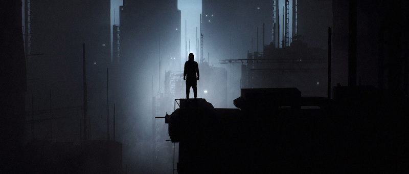 shadow, standing, town, 1080P, rooftops, night
