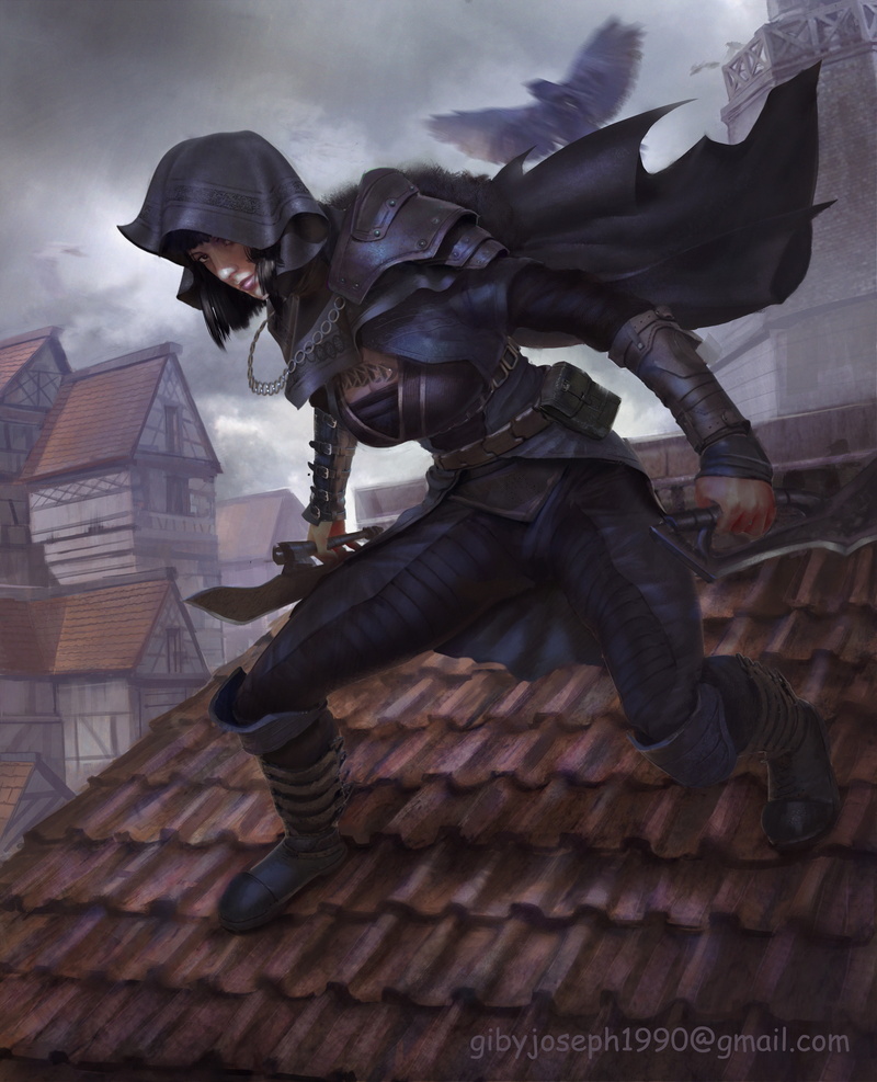 4K, fantasy art, rooftop, fantasy, art, assassins