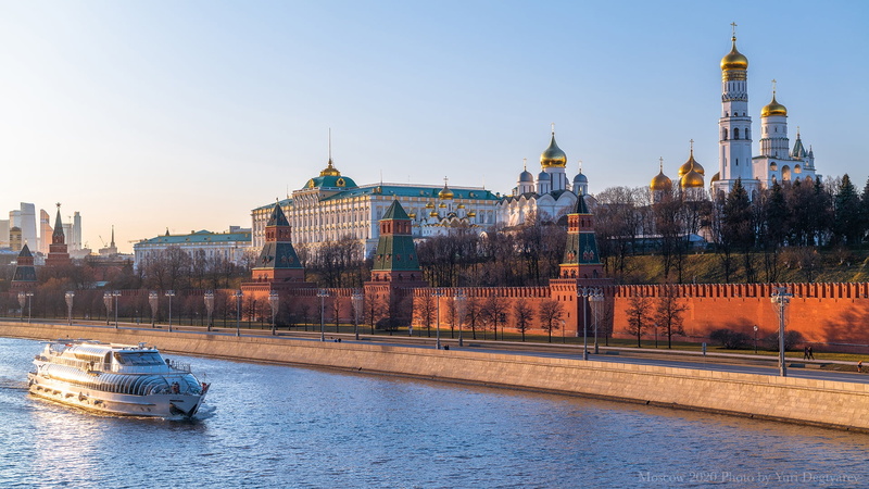 1080P, promenade, The Moscow Kremlin, Ivan The Great Bell Tower, The Moscow river, Moscow, Russia, tower, Cathedral of the Archangel, river, The Kremlin wall