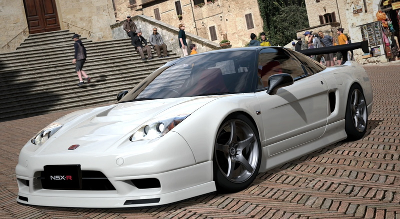 san, incidental people, Gran Turismo, car, outdoors, day, 3d car, building exterior, land vehicle, stationary, white color, road, mayor, silver colored