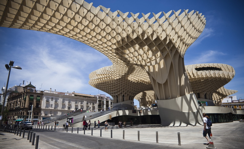 4K, travel destinations, nature, history, built structure, tourism, sky, travel, the past, building exterior, group of people, metropol parasol 4k   download