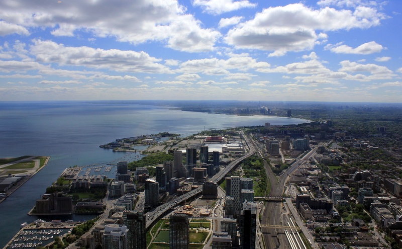 urban, horizon over water, outdoors, no people, office building exterior, 1080P, travel destinations, water, cityscape, horizon, building, sea, high angle view