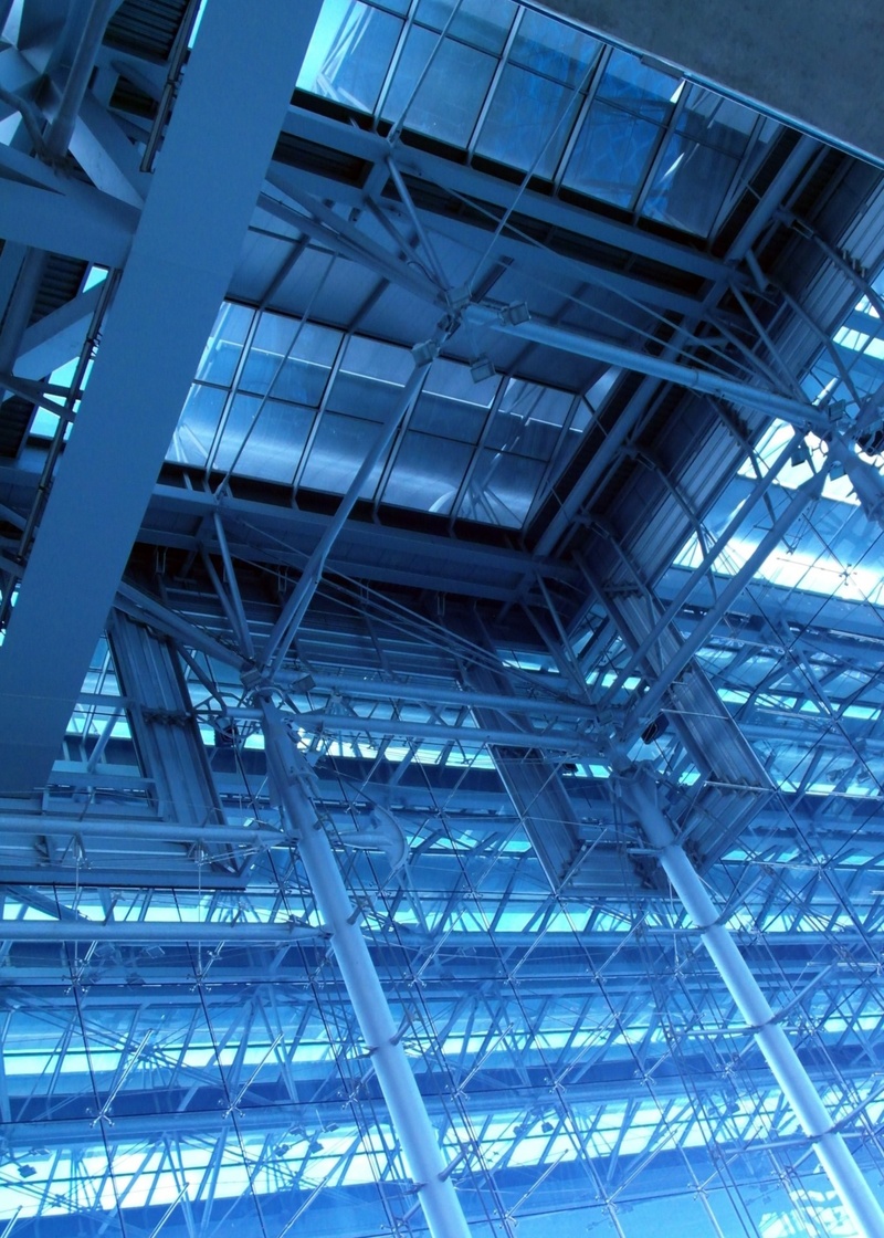 large, sunlight, office, ceiling, tint, glass, architectural feature, expensive, structure, interior, hanger, work, metallic, blue, pattern, metal, outdoors