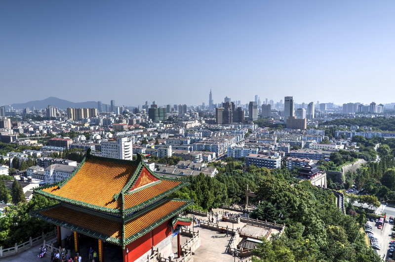 day, 4K, architecture, city, skyscraper, nanjing, travel destinations, buildings, office building exterior, crowd, sky, high angle view, yuejianglou, cityscape