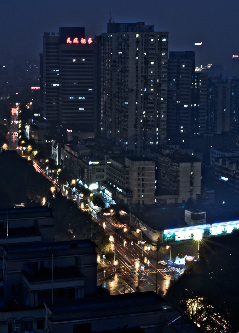 nightlife, light, urban, intersection, illuminated, financial district, skyscraper, building exterior, office building, flare, night, town, city, architecture