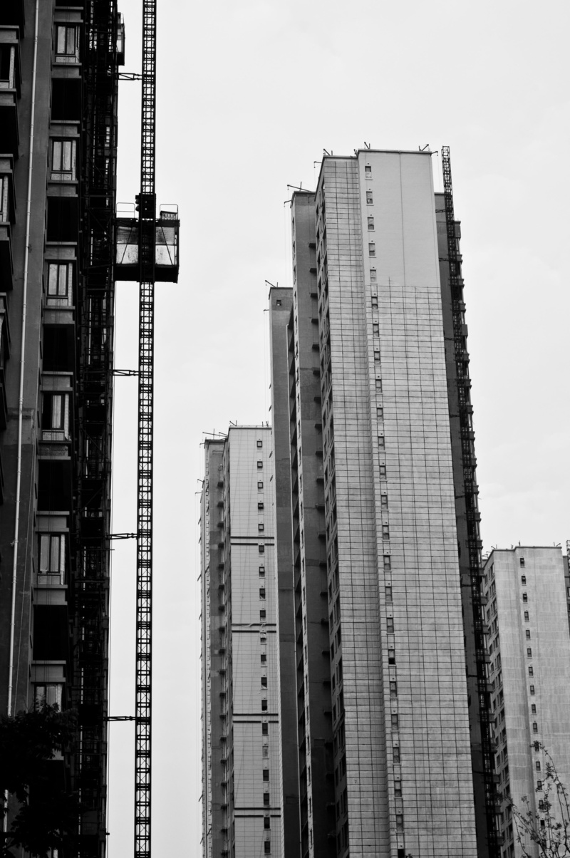 construction Industry, no people, sky, low angle view, building Exterior, composition, construction site, modern, window, office building exterior, crane - construction machinery