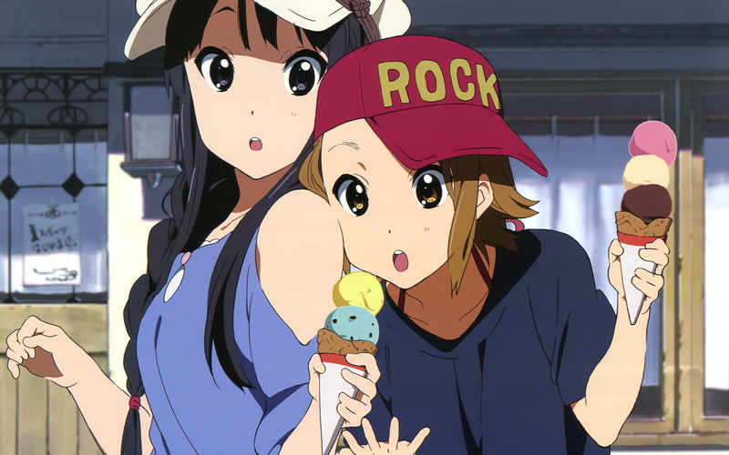 anime girls, mammal, representation, creativity, sunlight, amusement park, K-ON!, focus on foreground, human representation, close-up, toy, western script