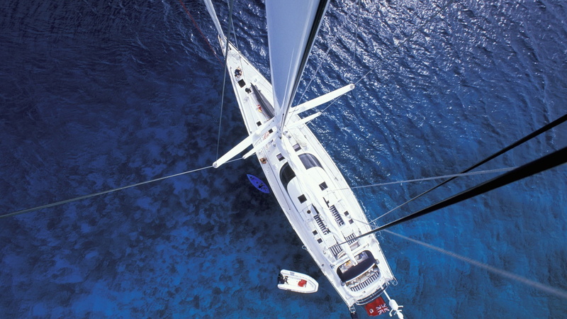 top view, 1080P, sailing ship, birds eye view, sailboats, water