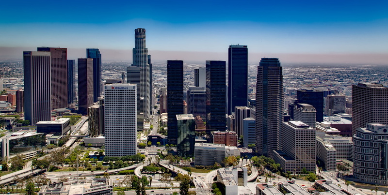 los angeles, sky, architecture, downtown, photo, buildings, california, cityscape, aerial, street, hdr, 1080P, skyscraper, urban, residential district