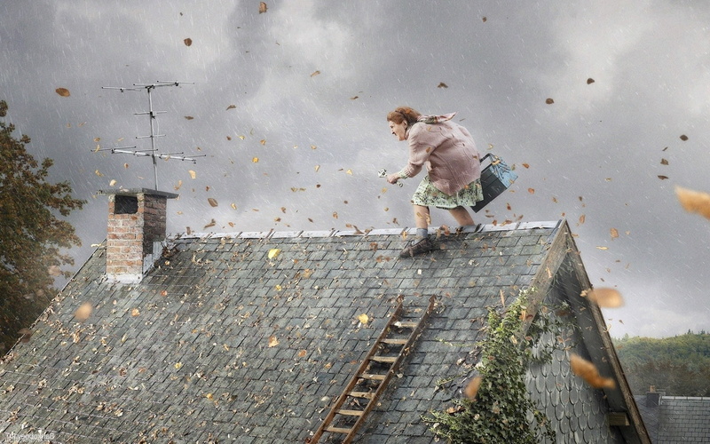 rain, 720P, humor, leisure activity, day, full length, storm, building, childhood, nature, ladders, building exterior, lifestyles, staircase, men, built structure