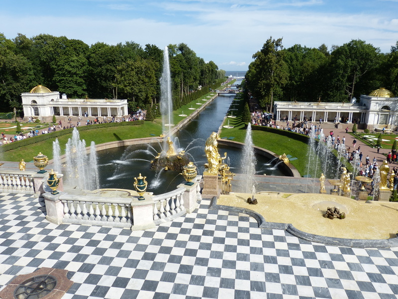 palace, stairs, travel destinations, channel, park, peterhof, built structure, water, incidental people, sankt petersburg, 4K, architecture, baltic sea